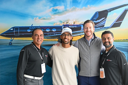 Ferren Rajput with ONEflight Ambassador Akshay Bhatia and Dave Rajyagor.